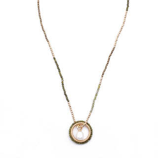 GOLD WINTER GREEN HAYLEY NECKLACE (WITH PEARL CHARM)