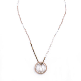 SILVER CHAMPAGNE HAYLEY NECKLACE (WITH PEARL CHARM)