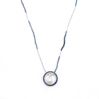 SILVER WINTER BLUE HAYLEY NECKLACE (WITH PEARL CHARM)
