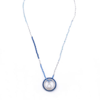 SILVER SUMMER BLUE HAYLEY NECKLACE (WITH PEARL CHARM)