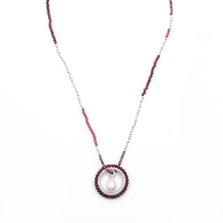 SILVER WINTER PINK HAYLEY NECKLACE (WITH PEARL CHARM)