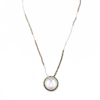 SILVER WINTER GREEN HAYLEY NECKLACE (WITH PEARL CHARM)