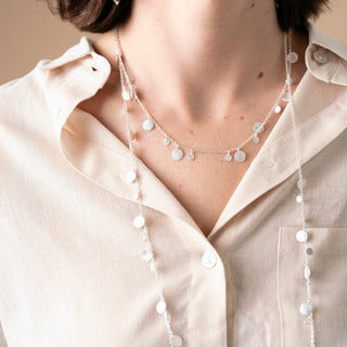 BRUSHED SILVER DISC NECKLACE