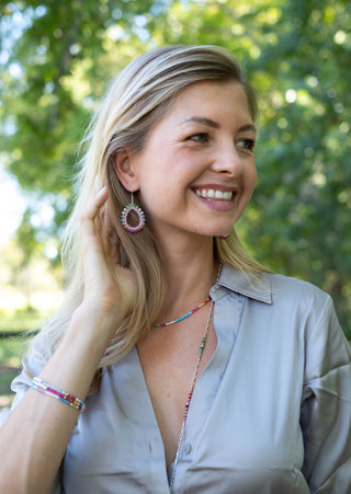 MULTICOLOUR SILVER ROLO EARRINGS