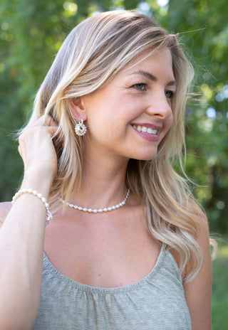 SILVER LORAN PEARL EARRING