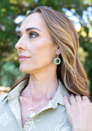 GREEN GEM RING EARRINGS