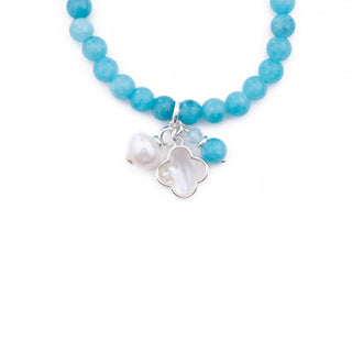 BLUE AGATE BEAD BRACELET