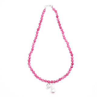 PINK AGATE BOBA BEAD NECKLACE