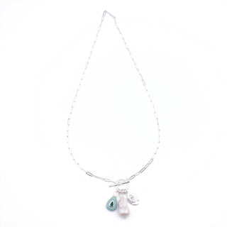 GREEN JADE AND PEARL FOB NECKLACE