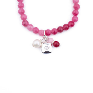 PINK AGATE BEAD BRACELET