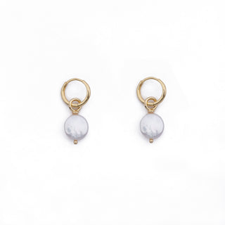 GOLD COIN PEARL HUGGIE CHARM (PAIR)