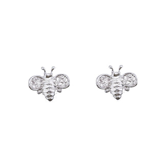 SILVER BEE STUDS (PAIR)