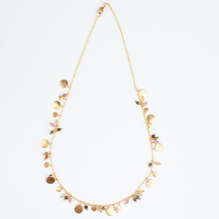 BRUSHED DISC TOURMALINE NECKLACE