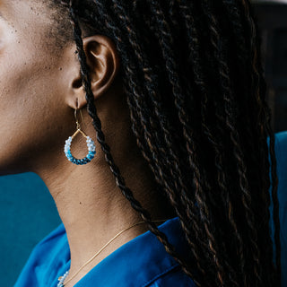 BLUE TOPAZ MESSY TEARDROP EARRINGS