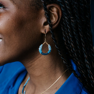 BLUE TOPAZ MESSY TEARDROP EARRINGS