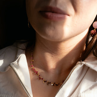 PINK TOURMALINE OMBRE CLUSTER NECKLACE