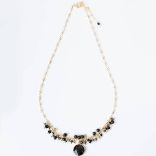 ONYX CLUSTER BEZEL NECKLACE