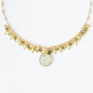 PERIDOT CLUSTER BEZEL NECKLACE