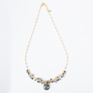 LABRADORITE CLUSTER BEZEL NECKLACE