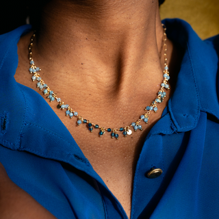 BLUE TOPAZ OMBRE CLUSTER NECKLACE