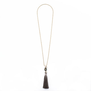 LABRADORITE STONE TASSEL NECKLACE