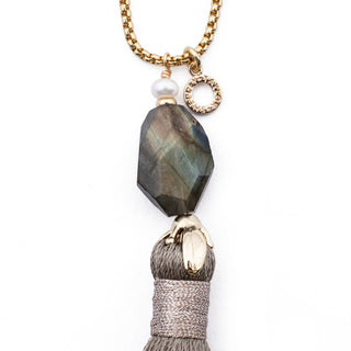LABRADORITE STONE TASSEL NECKLACE