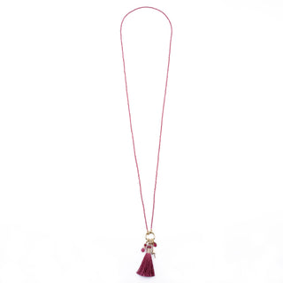 RASPBERRY TASSEL NECKLACE