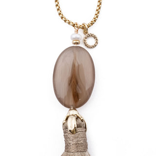 AGATE STONE TASSEL NECKLACE