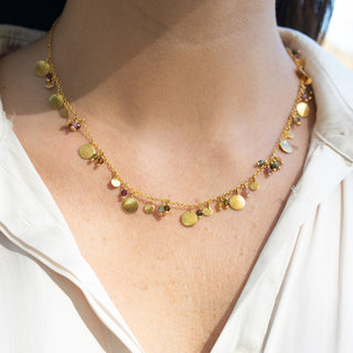 BRUSHED DISC TOURMALINE NECKLACE