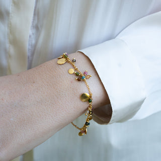 BRUSHED DISC TOURMALINE BRACELET