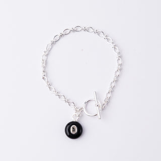 SILVER GRATITUDE STONE BRACELET